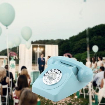 Guestbook Phone Push Button Rotary Dial Old Fashioned Desk Telephone Blue