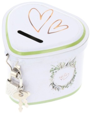 ЗАПИРАЮЩИЙСЯ МЕТАЛЛИЧЕСКИЙ ЯЩИК ДЛЯ ДЕНЕГ С ЗАМКОМ В ВИДЕ СЕРДЦА