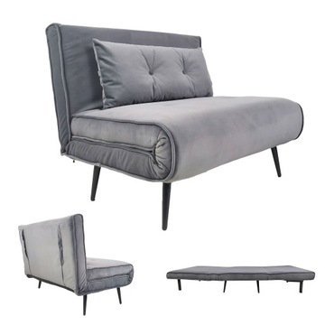 SOFA KANAPA FOTEL ŁÓŻKO MATERAC Z FUNKCJĄ SPANIA ROZKŁADANA SALON SZARA