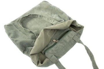 TORBA NA RAMIĘ KHAKI SHOPPER SZTRUKSOWA LETNIA
