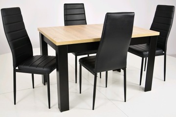 Стол ЛАМИНАТ 80x120/160 и 4 стула BLACK/SONOMA