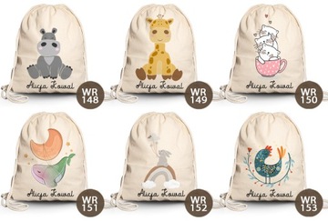 ХЛОПОК Сумка Рюкзак для детского сада Школа Детская для обуви + ИМЯ РЕБЕНКА