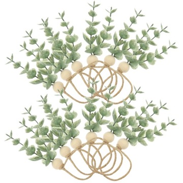 12 шт. КОЛЬЦА ДЛЯ САЛФЕТОК ДЛЯ ФЕРМЕРСКОГО ДОМА ЛИСТЬЯ ЭВКАЛИПТА