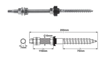 Śruba dwugwintowa M10x200 --- 50 Sztuk