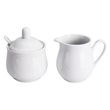 Cukierniczka z łyżeczką porcelanowa mlecznik z uch