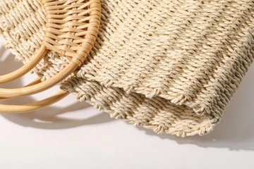 Большая плетеная сумка, корзина на плечо в стиле бохо, соломенная сумка-шоппер, дорожная сумка.