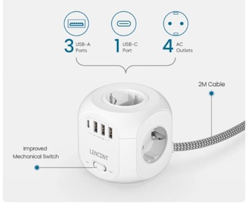 РАЗДЕЛИТЕЛЬ РАЗДЕЛИТЕЛЬ 230 В ЗАРЯДНОЕ УСТРОЙСТВО USB C 35 Вт АДАПТЕР-УДЛИНИТЕЛЬ