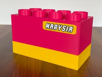 Настольный органайзер с именем Держатель для мелков Brick в стиле LEGO ECO