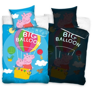 ŚWINKA PEPPA POŚCIEL DZIECIĘCA ŚWIECĄCA 140 X 200 cm 100% Bawełna PIG