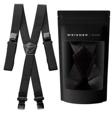 WEISNER X Black | CZARNE SZELKI DO SPODNI GARNITURU NA WESELE ELEGANCKIE