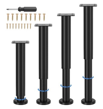 4 РЕГУЛИРУЕМЫЕ НОЖКИ ДЛЯ КУХОННОЙ МЕБЕЛИ 18-30 СМ, ЧЕРНЫЕ ДЛЯ КРОВАТИ, ДИВАНА