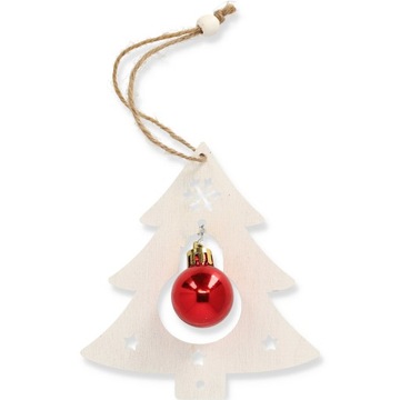 BOMBKA DREWNIANA CHOINKA Z ZAWIESZKĄ I BOMBKĄ W ŚRODKU