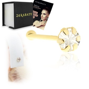 ZŁOTY KOLCZYK DO NOSA PIERCING CYRKONIA PR. 585
