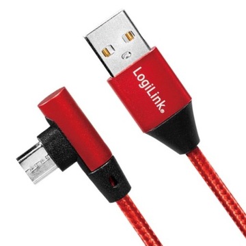 Kabel micro USB kątowy w oplocie 3A - dł. 100 cm