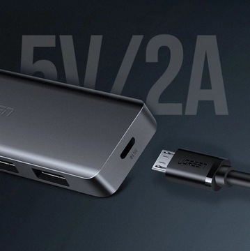 АДАПТЕР UGREEN USB HUB 4 В 1 НА 4X USB 3.0 + СЕРЫЙ КАБЕЛЬ USB-C 15 СМ £ 5
