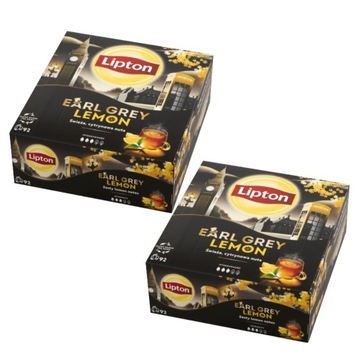 Zestaw Lipton herbata czarna ekspresowa EARL GREY LEMON 2x92 torebki