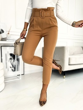 ЖЕНСКИЕ ЭЛЕГАНТНЫЕ БРЮКИ-СИГАРИЛЕТЫ, ВЕРБЛЮЖНЫЙ ПОЯС