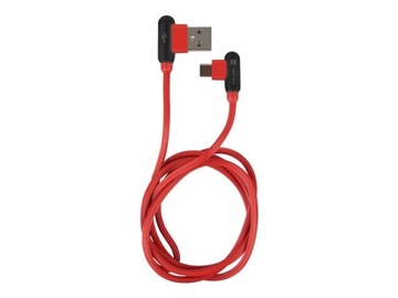 Кабель Natec Extreme Media USB-C — USB-A M/M, 1 м, изогнутый влево/вправо, красный
