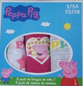 ŚWINKA PEPPA MAJTKI MAJTECZKI 3PAK 92 98 serca