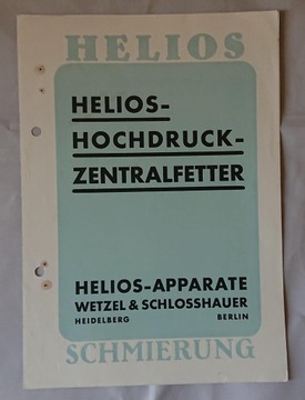 HELIOS WYSOKOCIŚNIENIOWY SMAR. PROSPEKT OK 1938.
