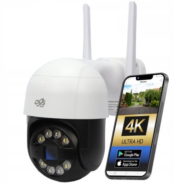 ZEWNĘTRZNA KAMERA OBROTOWA WIFI IP 8MPX ŚLEDZENIE OBIEKTU AUDIO APLIKACJA