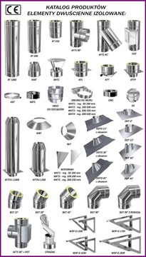 KOMIN DWUŚCIENNY IZOLOWANY fi 180/3m koza K5/K6/K7/K8/K9/K10 ŻAROODPORNY