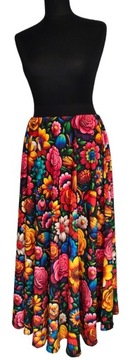 Spódnica maxi,długa z półkoła wiosna/lato kolorowa,kwiaty, meksykański wzór