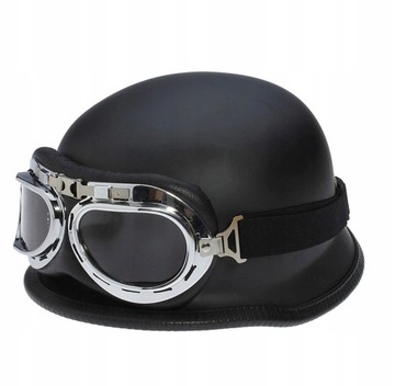 Kask Motocyklowy Orzeszek Hełm Retro Gogle