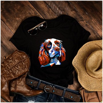 Tshirt damski bluzka PIES Springer Spaniel PSY 3D KOLOROWE L