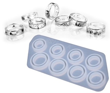 ФОРМА силикона для смолы ОБРУЧАЛЬНЫЕ КОЛЬЦА x8 Отливки Ювелирные кольца Рукоделие