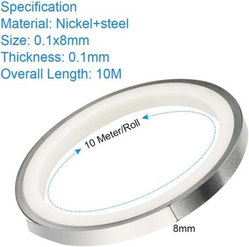 Лента для сварки никелевых ячеек 2шт 8мм х 0,1мм 10м