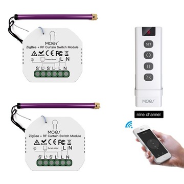 2XZIGBEE TUYA Moduł Przełącznika Do Kurtyn+Pilot