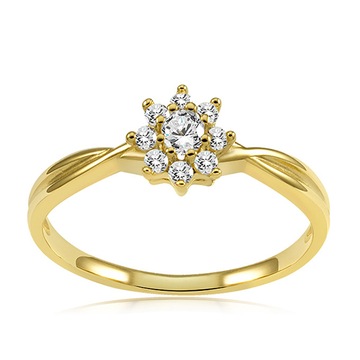 ЗОЛОТОЕ ОБРУЧАЛЬНОЕ КОЛЬЦО 585 14 К ЦИРКОНИЙ R15