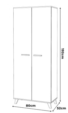 ШКАФ ДЛЯ ДЕТСКОЙ ОДЕЖДЫ ДВУХДВЕРНЫЙ, БЕЛЫЙ МАТОВЫЙ, ДУБ ВОТАН, 80 см