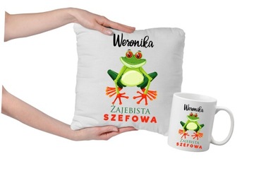 Kubek + Poduszka dla Szefowej Żajebista Szefowa IMIĘ