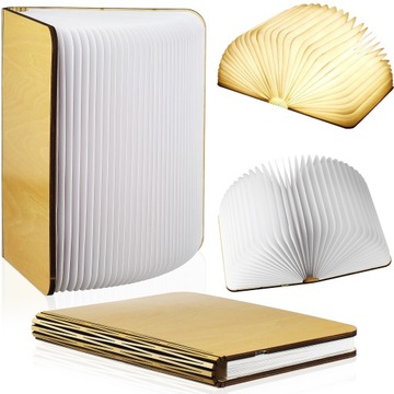 LAMPKA NOCNA BIURKOWA LED SKŁADANA ŚWIECĄCA KSIĄŻKA DREWNIANA