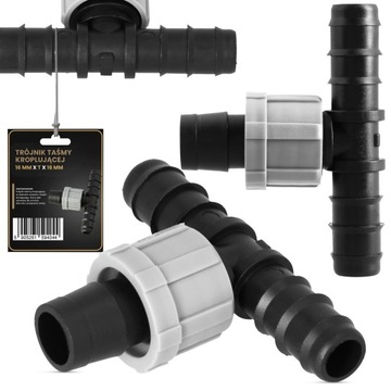 10x Tee 16x16x16 мм разъем шланга капель