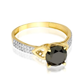 Złoty pierścionek zaręczyny 585 Czarny Brylant ODBIERZ GRATIS BRANSOLETKĘ
