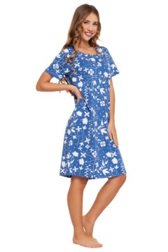 НОЧНАЯ РУБАШКА ЖЕНСКАЯ, ХЛОПОК С ЦВЕТАМИ, КОРОТКИЙ РУКАВ MORAJ R.S.