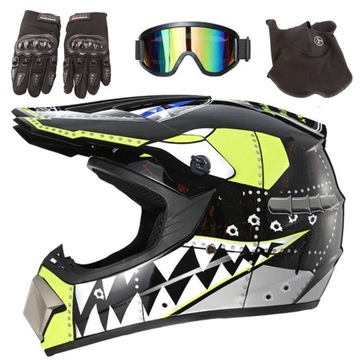 KASK MOTOCYKLOWY CROSS QUAD + GOGLE M