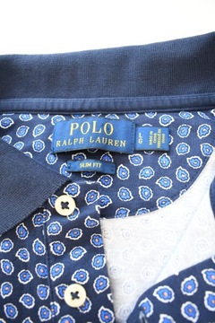 POLO Ralph Lauren markowa KOSZULKA POLO granat + niebieskie kwiatki - L