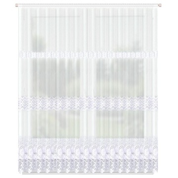 FIRANA W HAFTOWANE SERCA KWIATY GIPIURA MARKIZETA BIAŁA 400x250cm