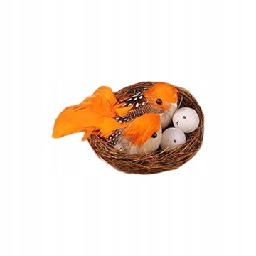 Bird Nest and Eggs Pisanki Ozdoby Orange