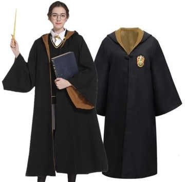 STRÓJ PRZEBRANIE HARRY POTTER HUFFLEPUFF PELERYNA CZARODZIEJA TOGA L/XL