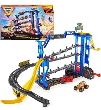GARAŻ Monster Jam Światło i Dźwięk 1:64 OGROMNY ZESTAW GARAŻOWY 122CM HIT!