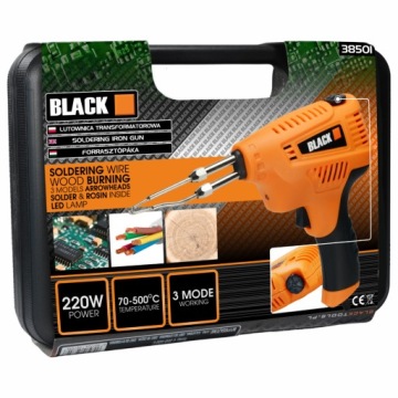 ПАЯЛЬНИК ТРАНСФОРМ.220ВТ ЧЕРНЫЙ КОРПУС LED ОЛОВО