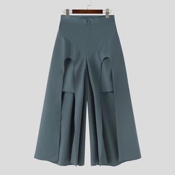 2023 Men Irregular Pants Solid Color Button Jogger