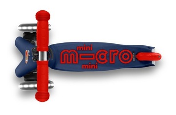 Micro - Mini Deluxe Темно-синий трехколесный детский самокат со светодиодной подсветкой