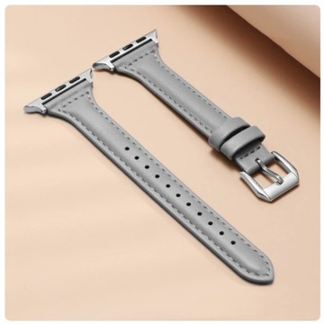 DAMSKI PASEK DO APPLE WATCH iWATCH iWATCHA Z EKOSKÓRY 38 40 41 mm SZARY