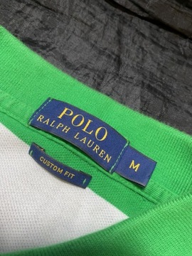 Ralph Lauren ORYGINAL BIAŁO ZIELONE POLO W PASKI M